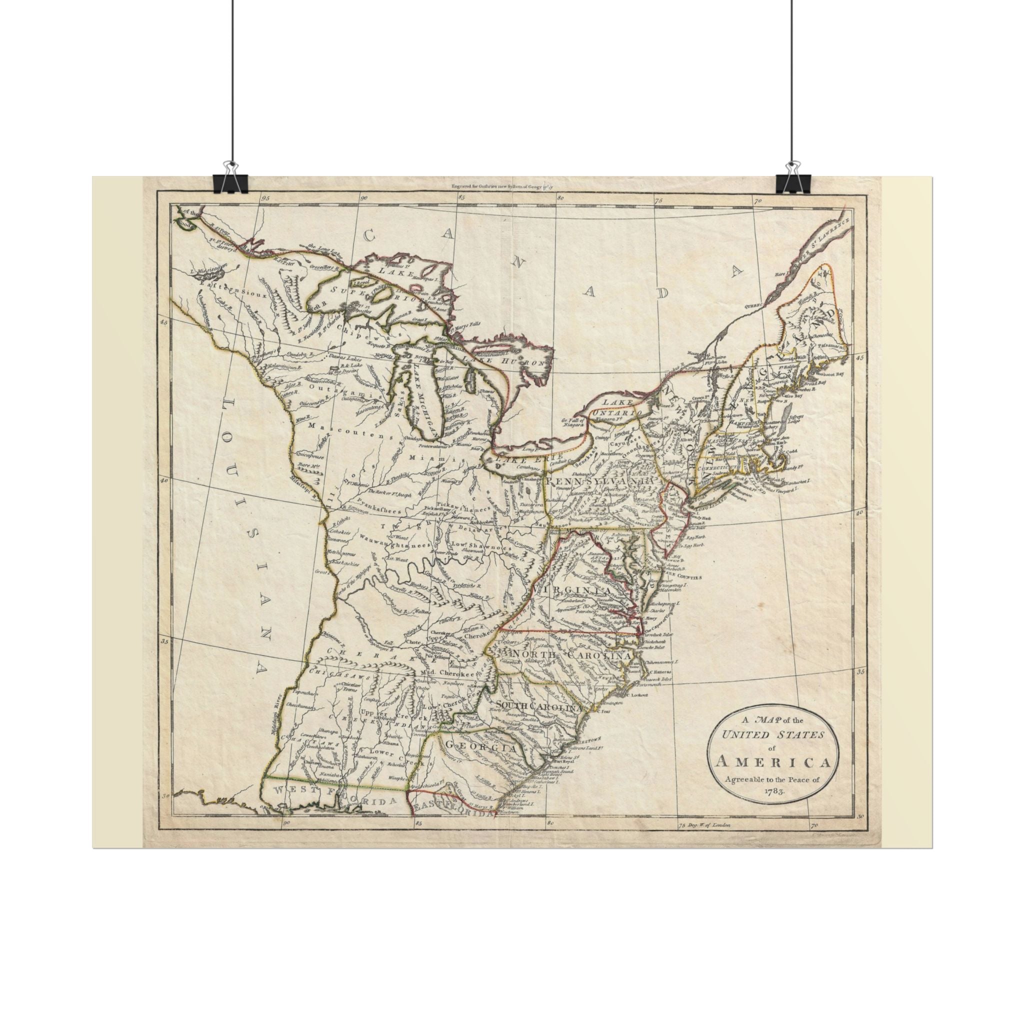 United States of America Historic Map (c. 1783) Rolled Poster | Antique Map Wall Art