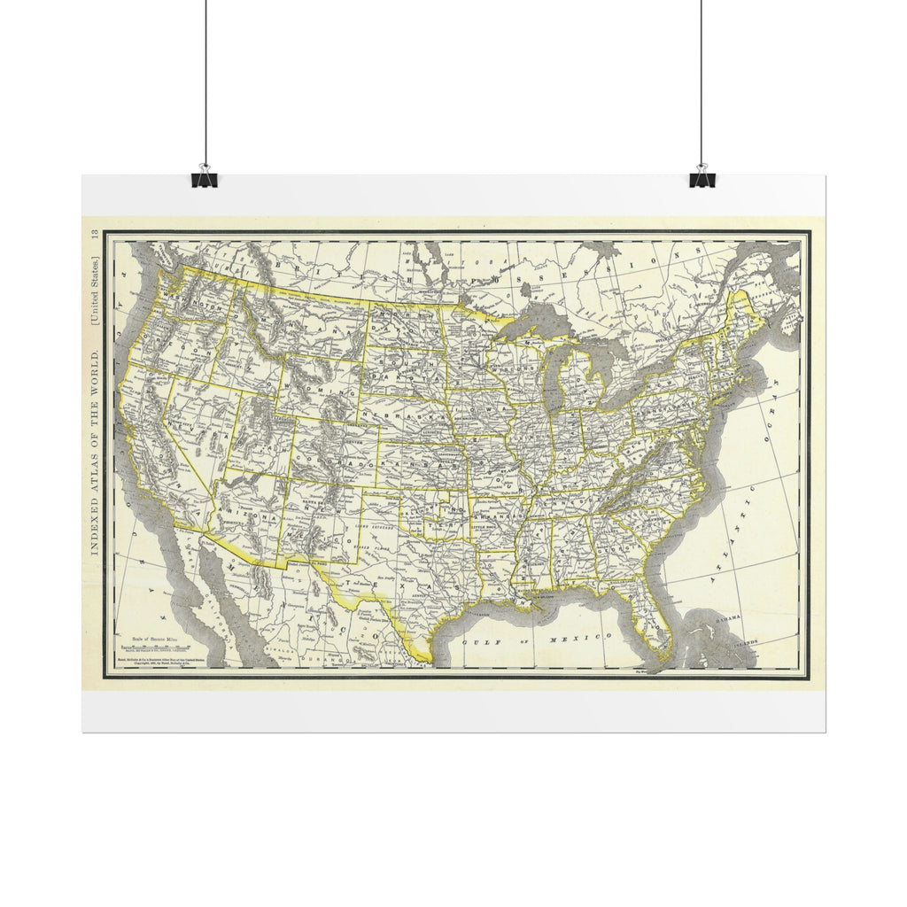 United States of America Historic Map (c. 1893) Rolled Poster | Vintage Map Wall Art