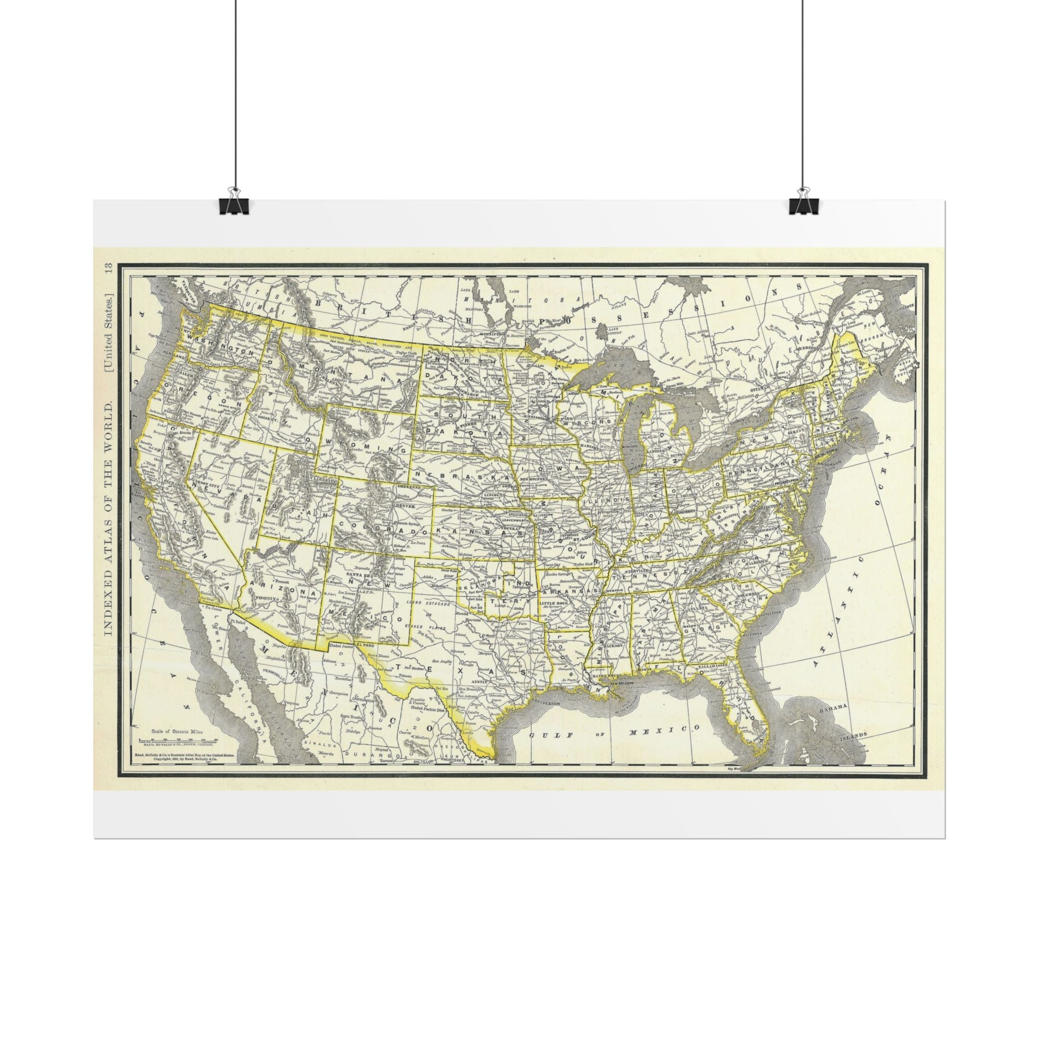 United States of America Historic Map (c. 1893) Rolled Poster | Vintage Map Wall Art