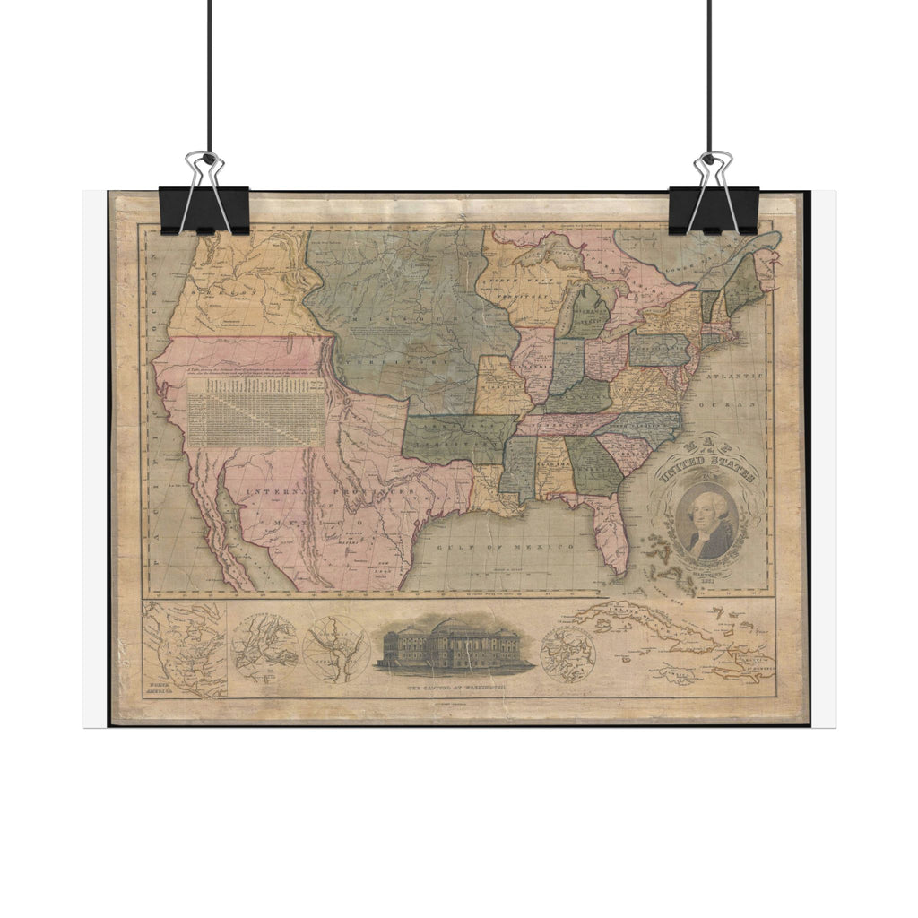 United States of America Historic Map (c. 1831) Rolled Poster | Vintage Map Wall Art