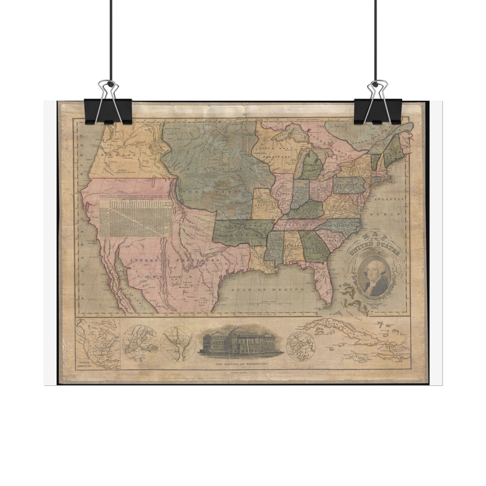 United States of America Historic Map (c. 1831) Rolled Poster | Vintage Map Wall Art