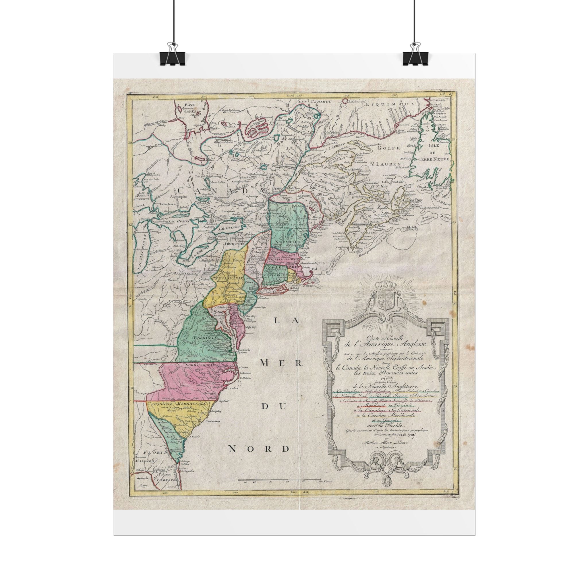 America in the New World Historic Map (c. 1776) Rolled Poster | Vintage Map Wall Art