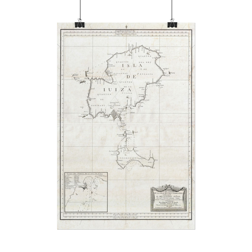 Ibiza, Spain Historic City Map (c. 1786) Rolled Poster | Vintage Map Wall Art