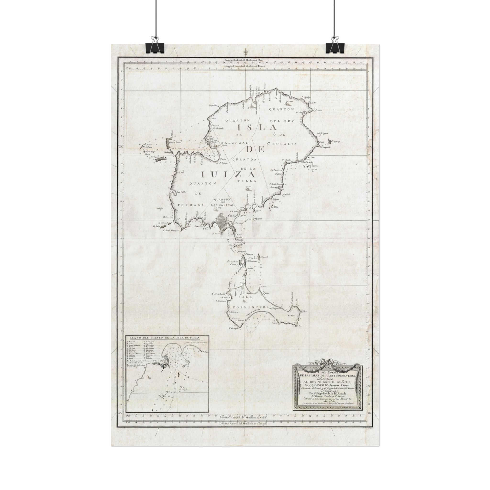 Ibiza, Spain Historic City Map (c. 1786) Rolled Poster | Vintage Map Wall Art