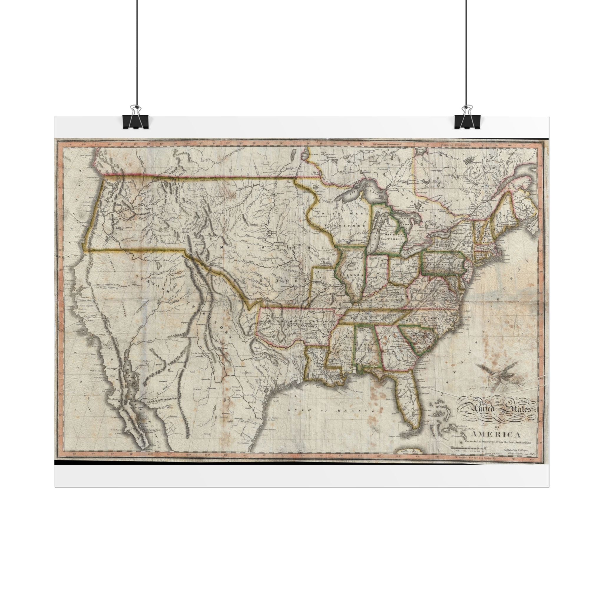United States of America Historic Map (c. 1820) Rolled Poster | Vintage Map Wall Art