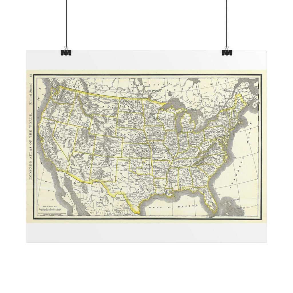 United States of America Historic Map (c. 1893) Rolled Poster | Vintage Map Wall Art