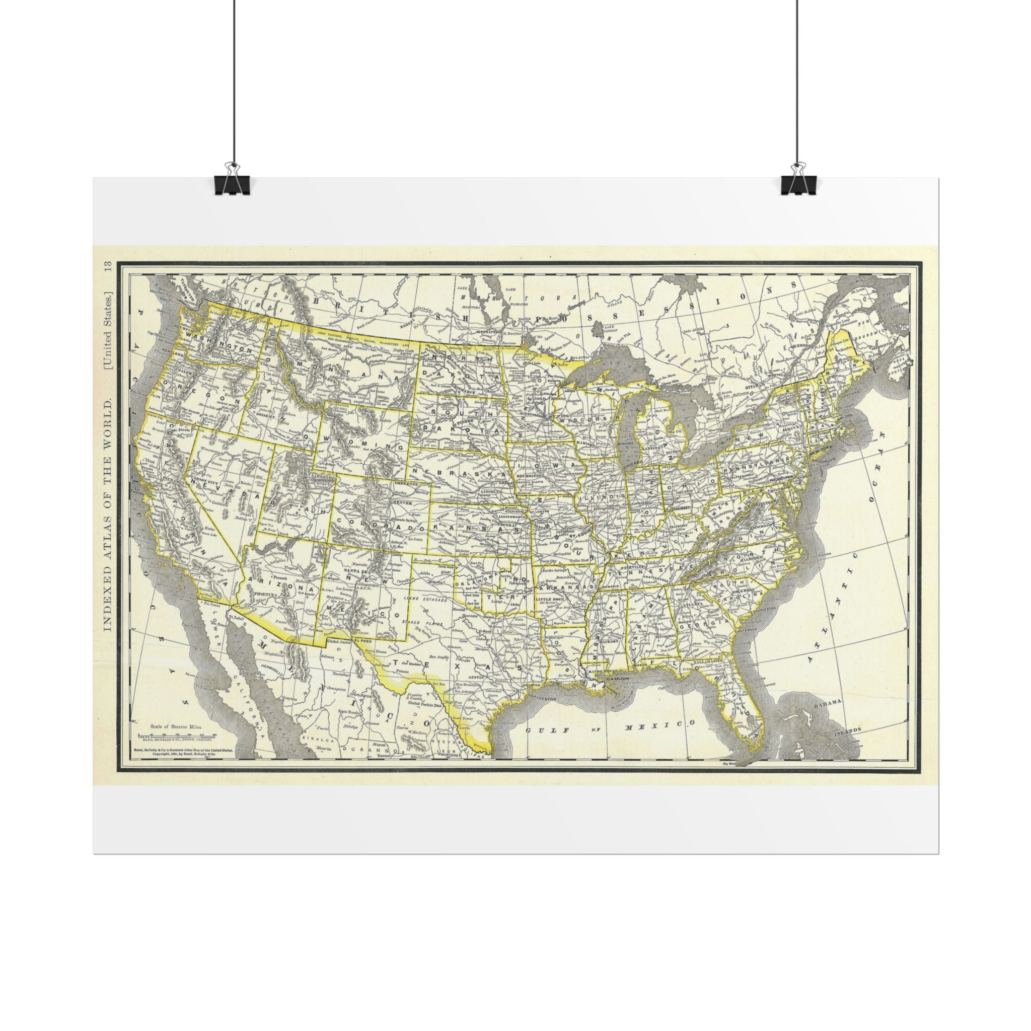 United States of America Historic Map (c. 1893) Rolled Poster | Vintage Map Wall Art