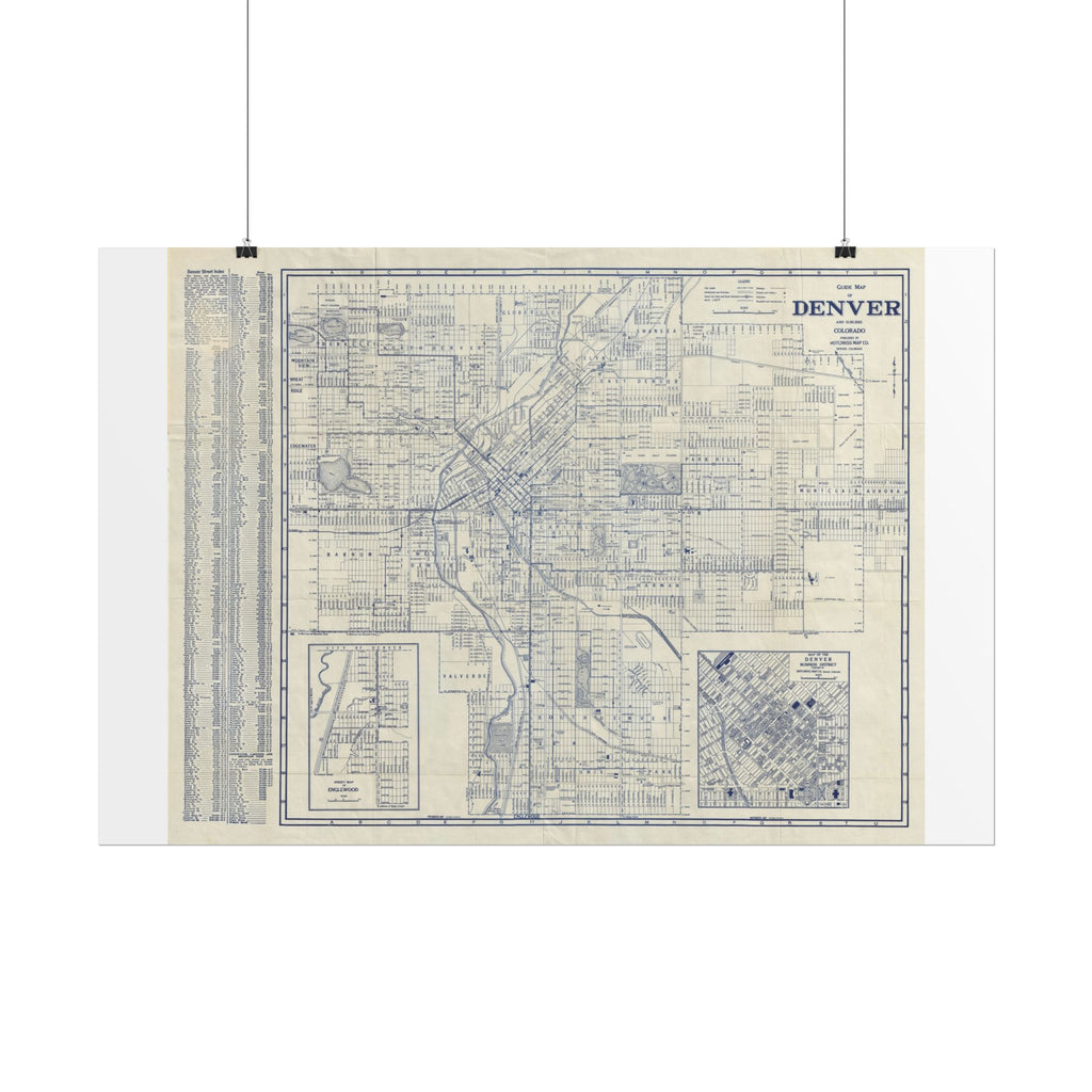 Denver, Colorado Historic Map (c. 1947) Rolled Poster | Antique City Map Wall Art