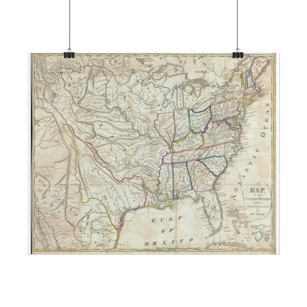 United States of America Historic Map (c. 1818) Rolled Poster | Vintage Map Wall Art