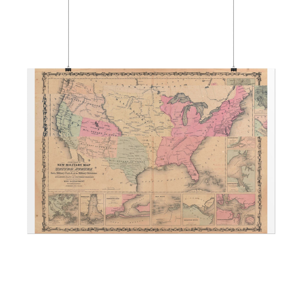 United States of America Historic Military Map (c. 1862) Rolled Poster | Vintage Map Wall Art