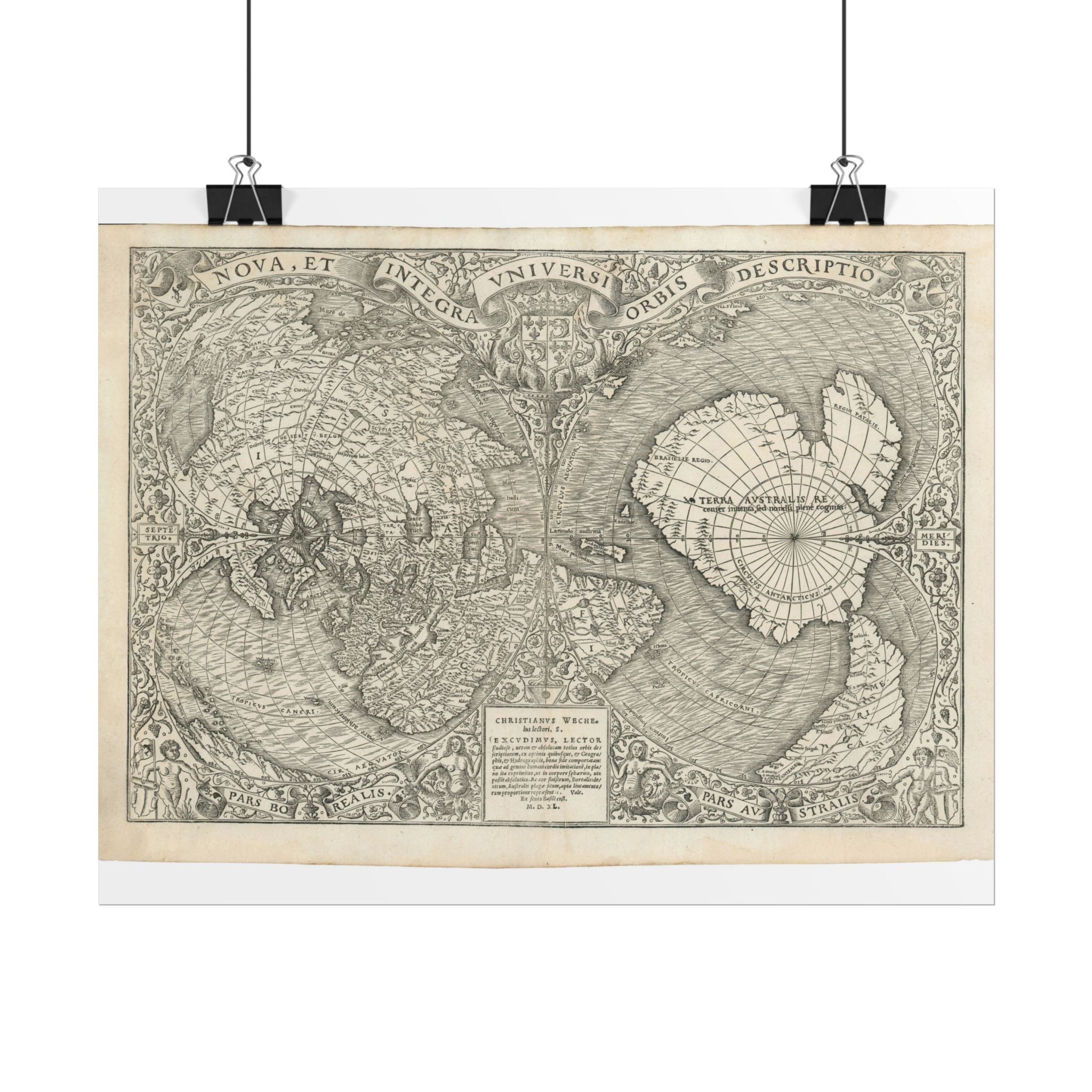 World Atlas Historic Map (c. 1540) Rolled Poster | Vintage Map Wall Art