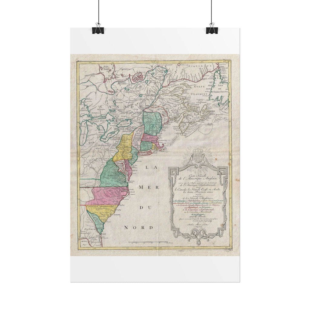 America in the New World Historic Map (c. 1776) Rolled Poster | Vintage Map Wall Art