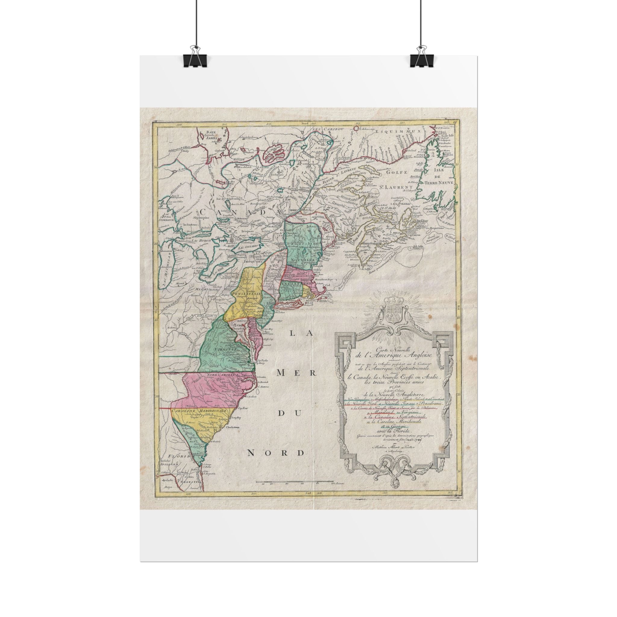 America in the New World Historic Map (c. 1776) Rolled Poster | Vintage Map Wall Art