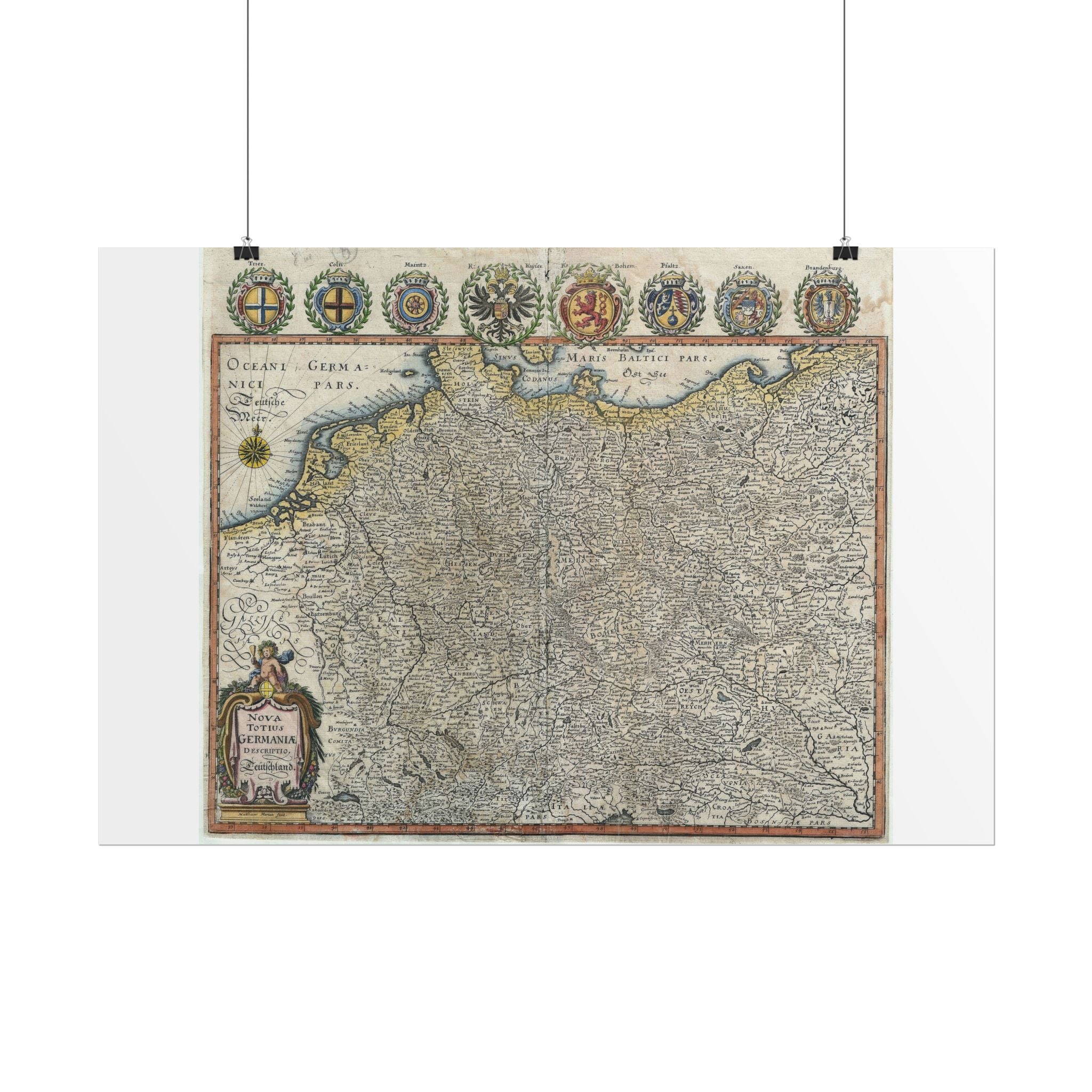 Germania Historic Map (c.1649) Rolled Poster | Vintage Map Wall Art