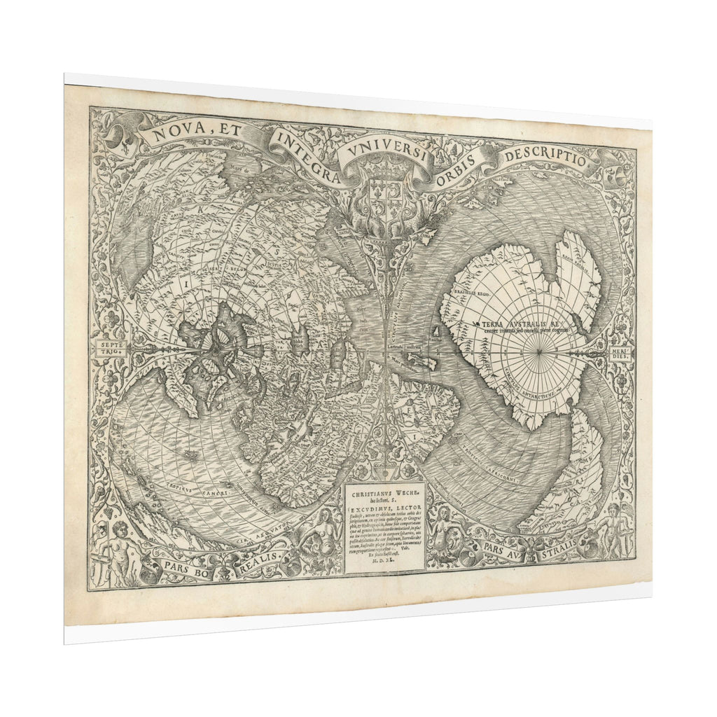 World Atlas Historic Map (c. 1540) Rolled Poster | Vintage Map Wall Art