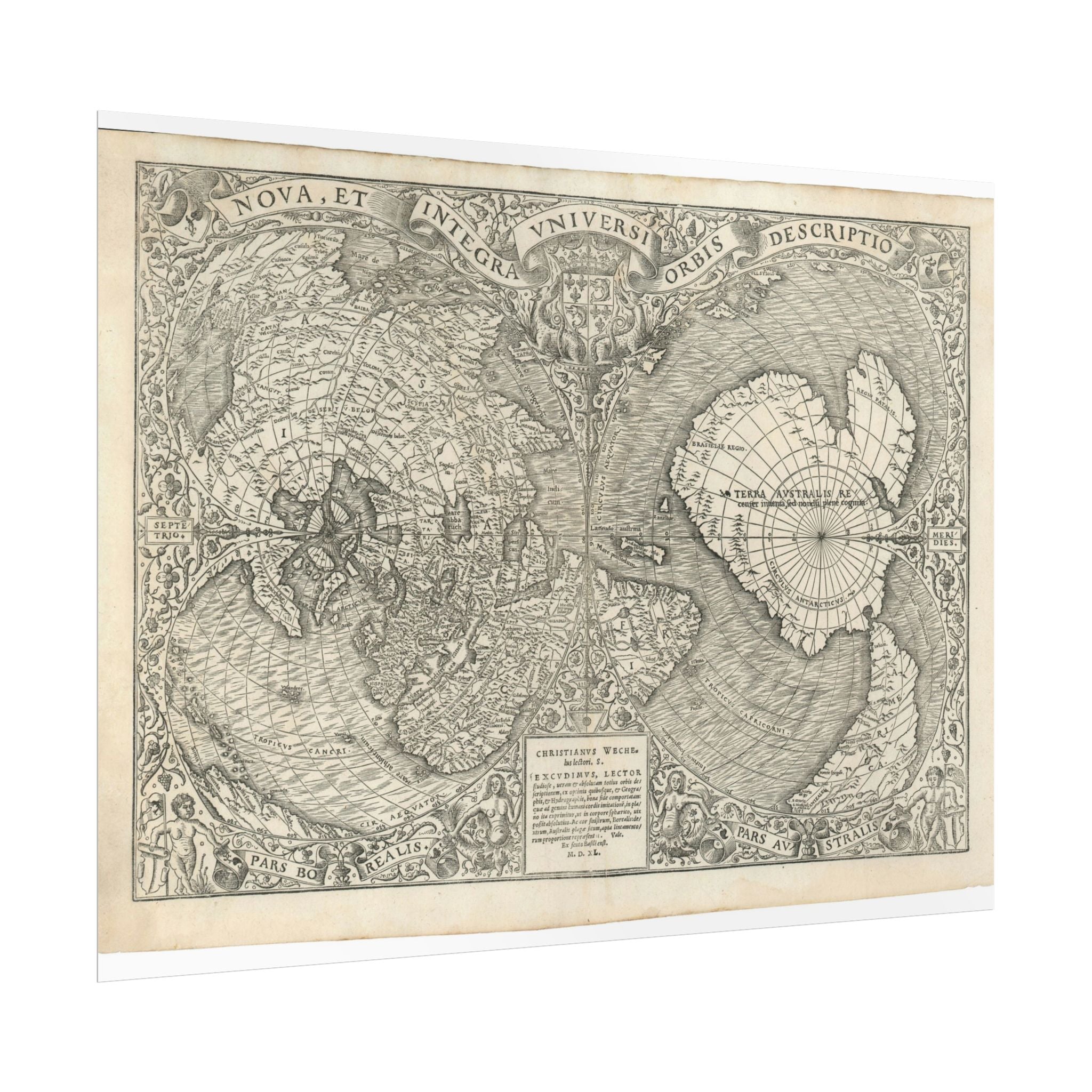 World Atlas Historic Map (c. 1540) Rolled Poster | Vintage Map Wall Art