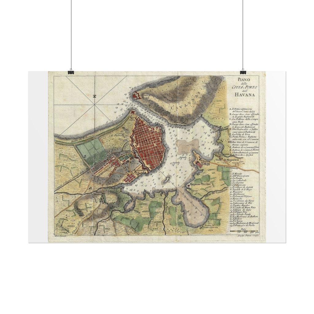 Havana, Cuba Historic City Map (c. 1763) Rolled Poster | Vintage Map Wall Art