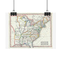 United States of America Historic Map (c. 1845) Rolled Poster | Vintage Map Wall Art