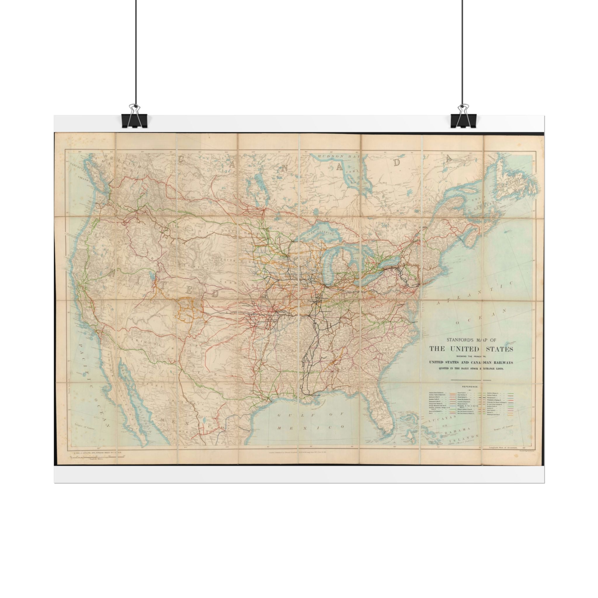 United States of America Historic Railroad Map (c. 1901) Rolled Poster | Vintage Map Wall Art