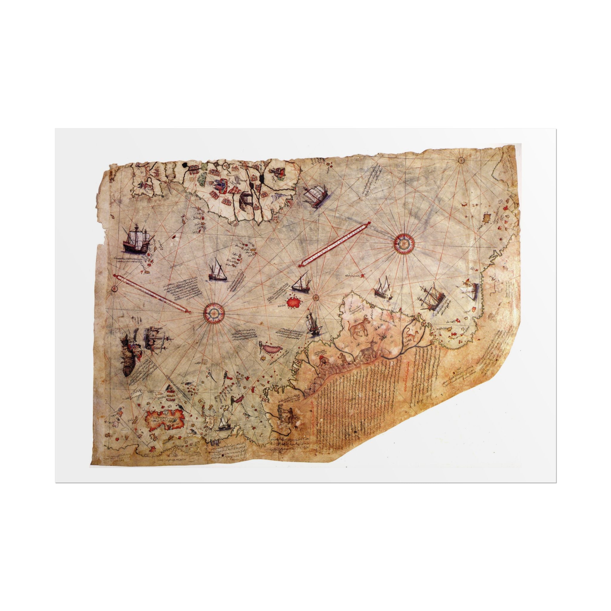 Piri Reis World Map (c. 1513) Rolled Posters | Antique Ottoman Map Print