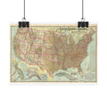 United States of America Historic Map (c. 1902) Rolled Poster | Vintage Map Wall Art