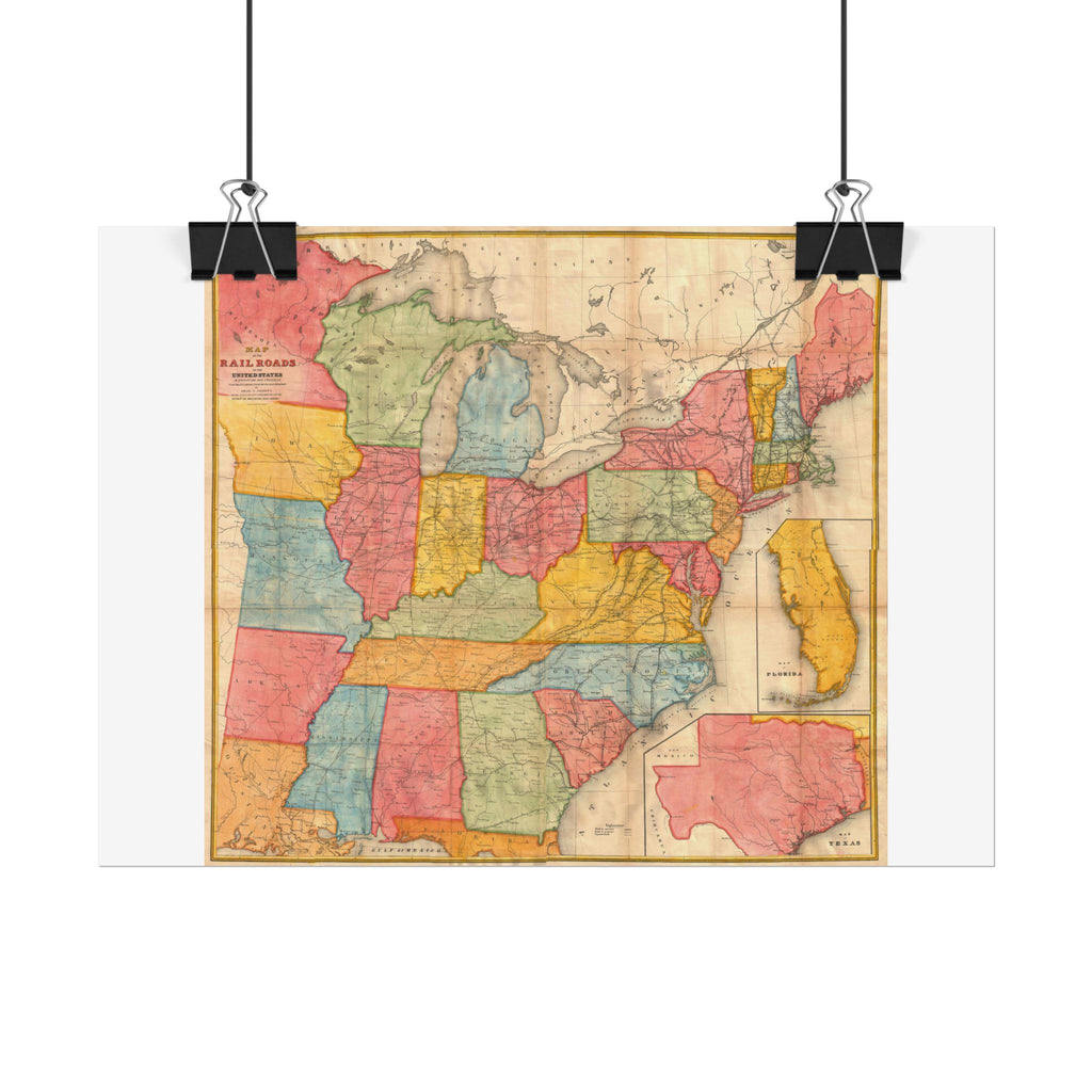 United States of America Historic Map (c. 1852) Rolled Poster | Vintage Map Wall Art