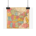 United States of America Historic Map (c. 1852) Rolled Poster | Vintage Map Wall Art