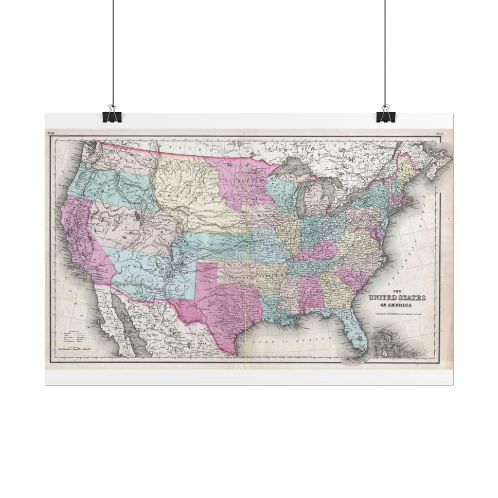United States of America Historic Map (c. 1857) Rolled Poster | Vintage Map Wall Art