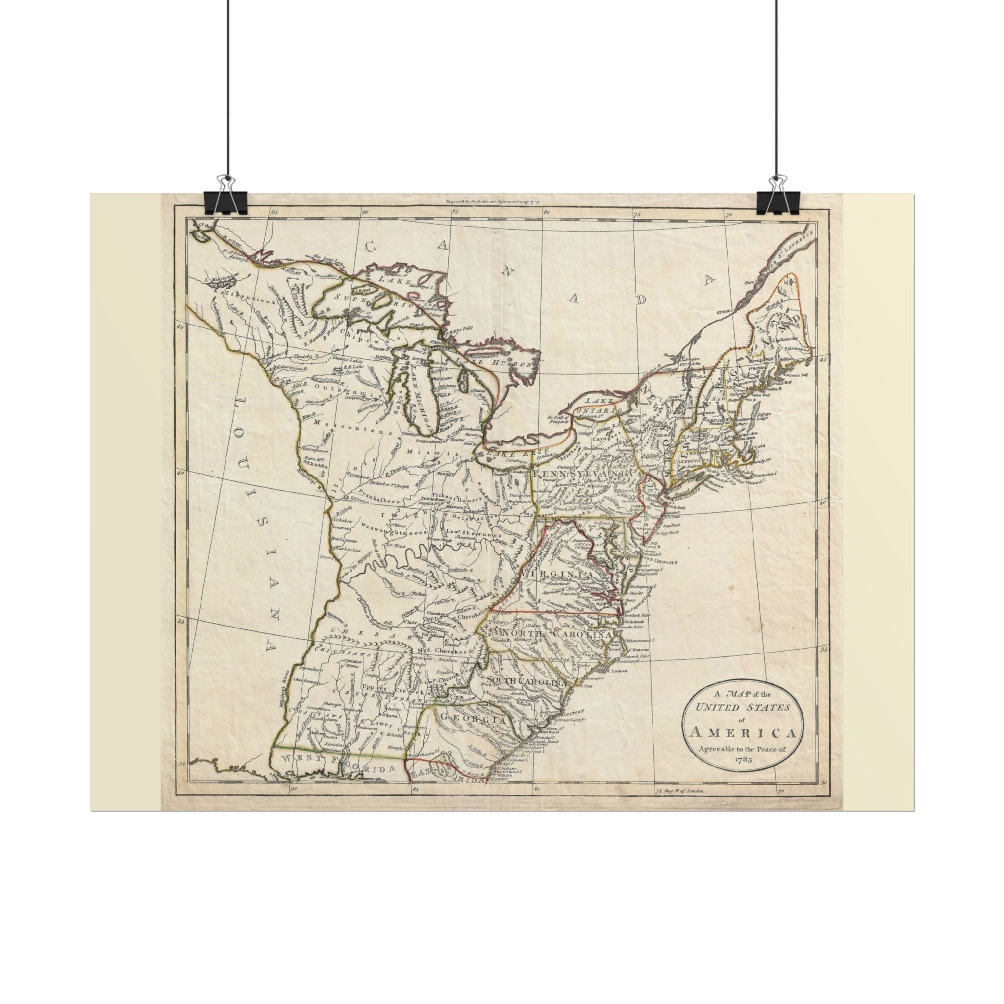 United States of America Historic Map (c. 1783) Rolled Poster | Antique Map Wall Art