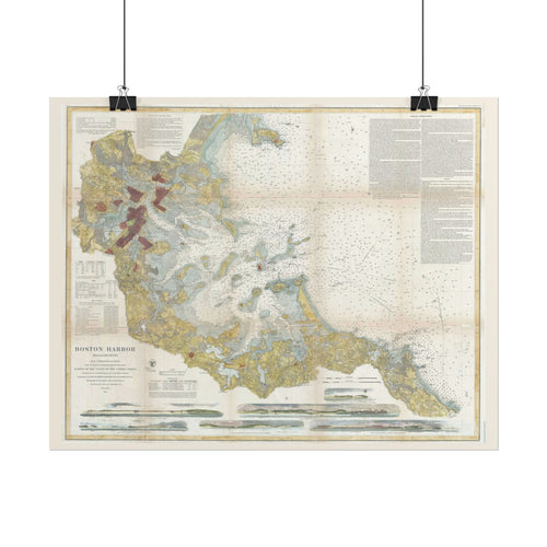 Boston Harbor (c. 1867) Historic City Map Rolled Poster | Antique Map Wall Art