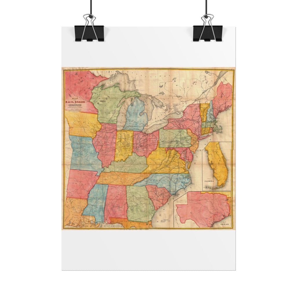 United States of America Historic Map (c. 1852) Rolled Poster | Vintage Map Wall Art
