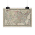 United States of America Historic Map (c. 1864) Rolled Poster | Vintage Map Wall Art