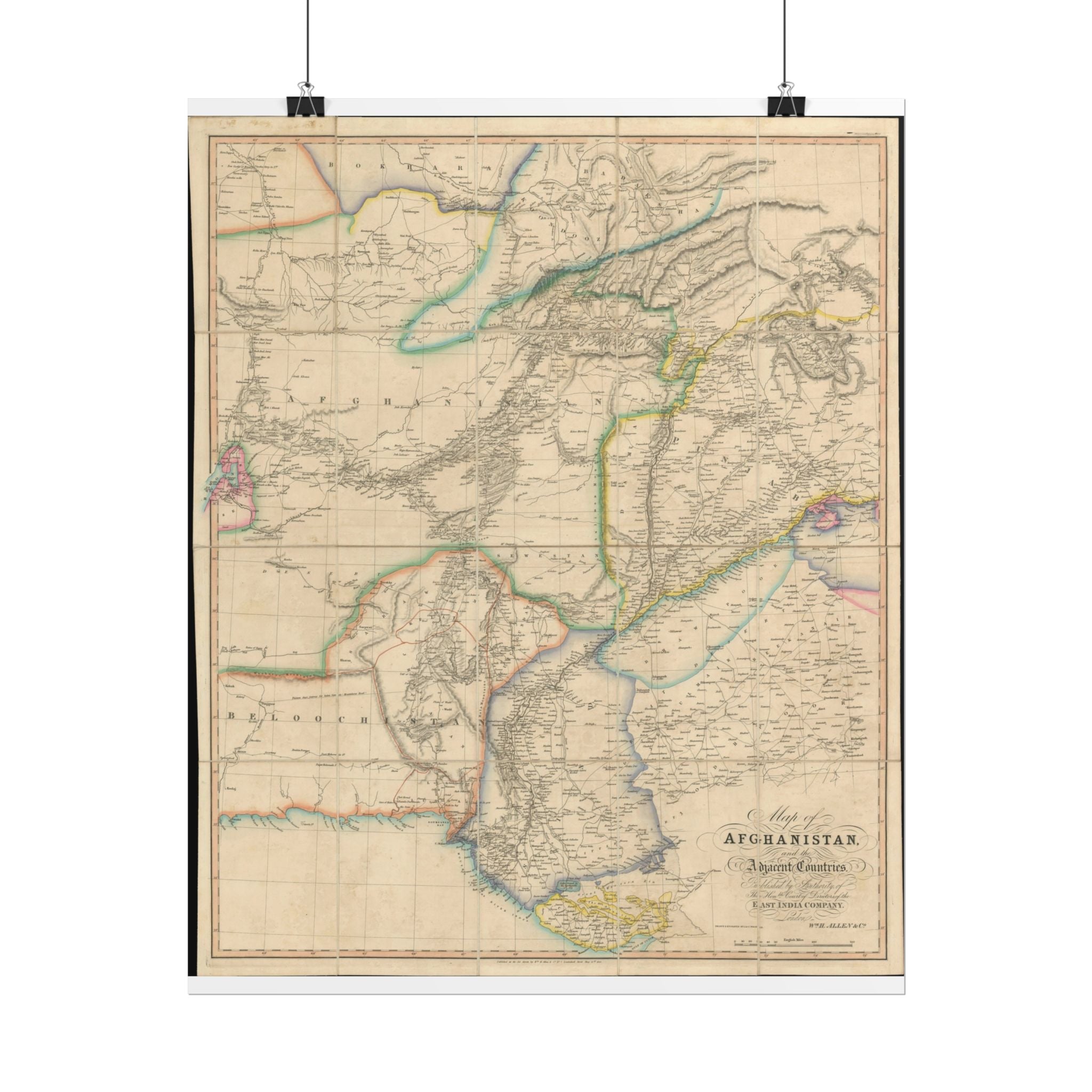 Afghanistan Antique Map (c. 1842) Rolled Poster | Vintage World Map Print
