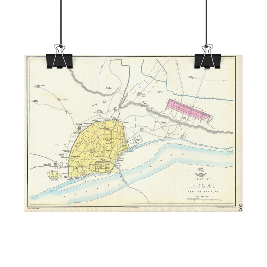 Delhi, India Historic City Map (c. 1867) Rolled Poster | Vintage Map Wall Art