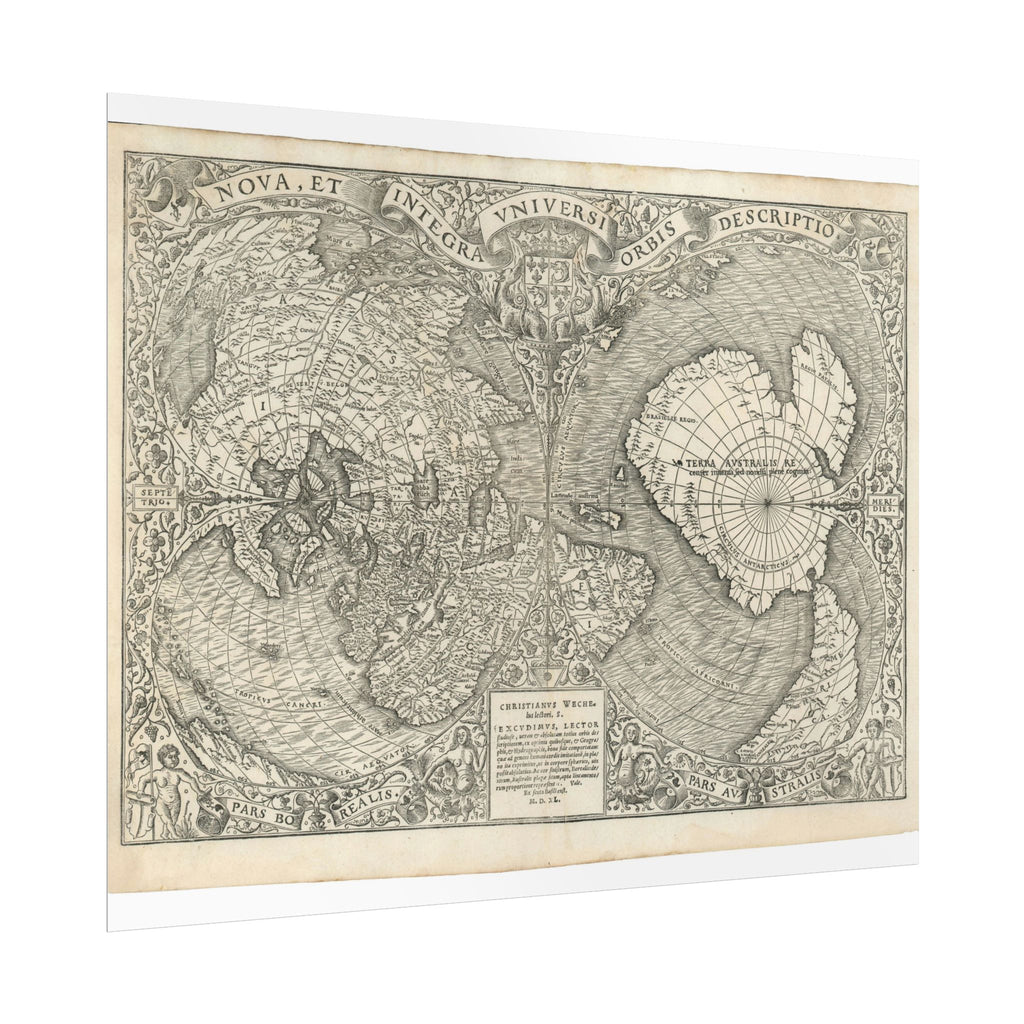 World Atlas Historic Map (c. 1540) Rolled Poster | Vintage Map Wall Art