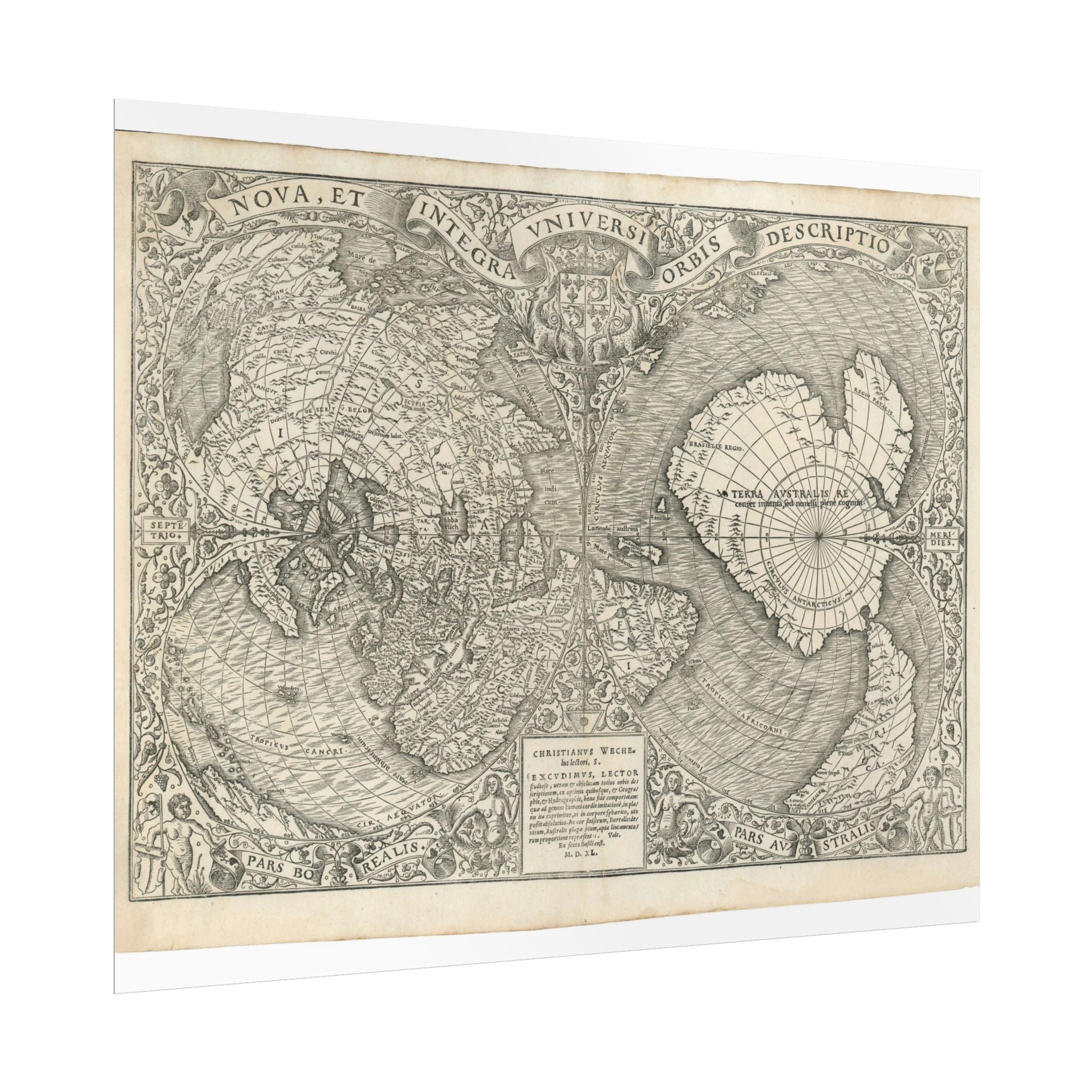 World Atlas Historic Map (c. 1540) Rolled Poster | Vintage Map Wall Art