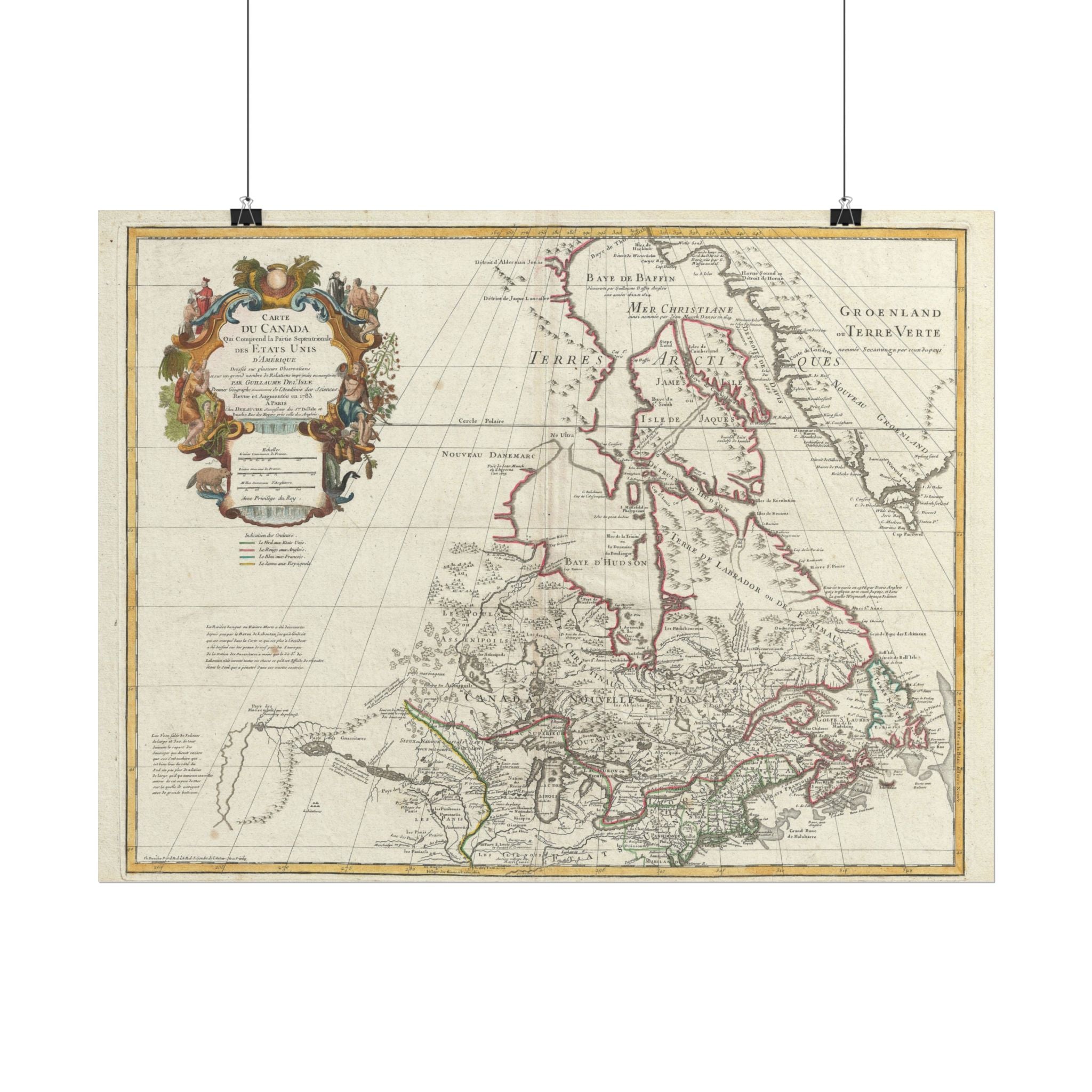 United States of America & Canada Historic Map (c. 1783) Rolled Poster | Vintage Map Wall Art