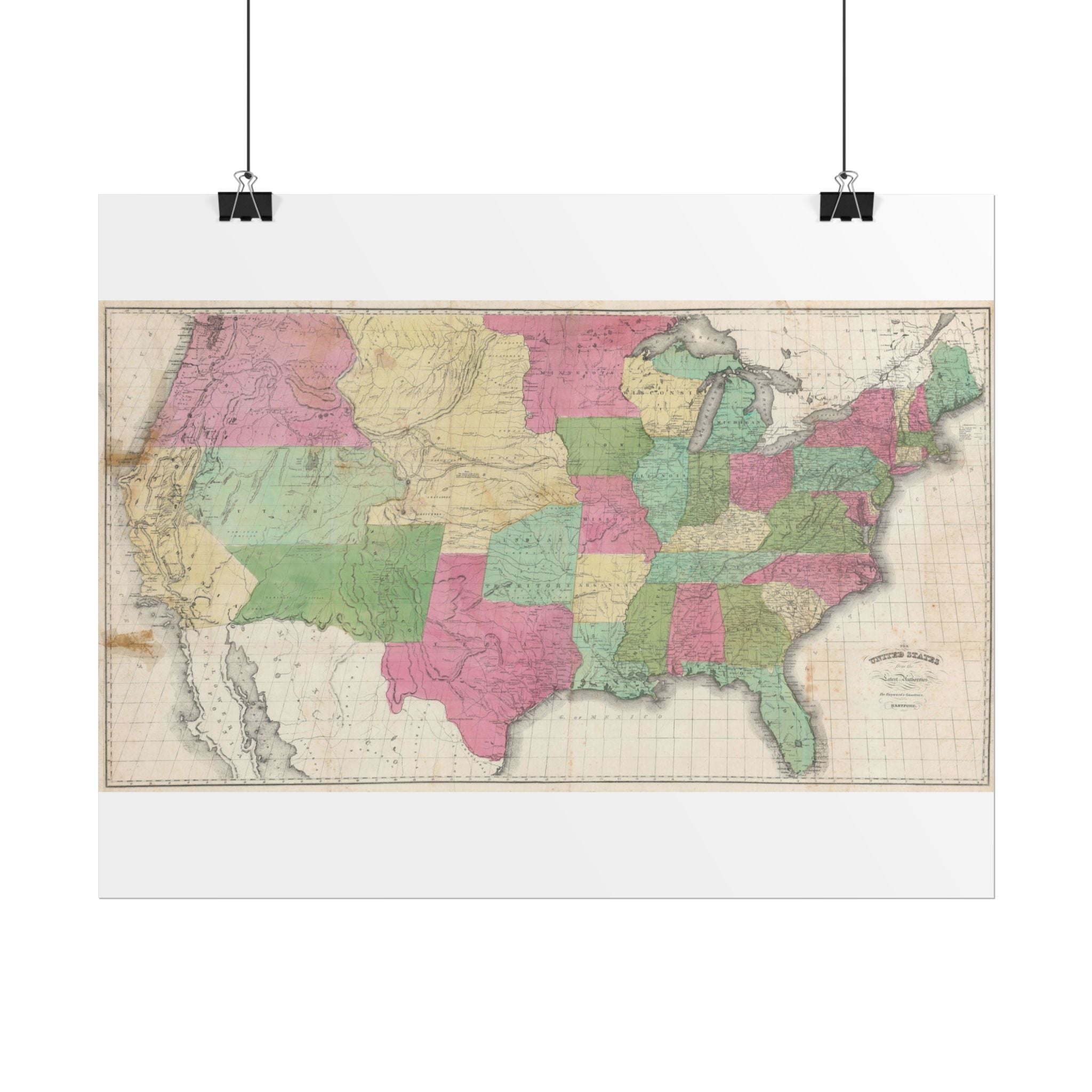 United States of America Historic Map (c. 1853) Rolled Poster | Vintage Map Wall Art
