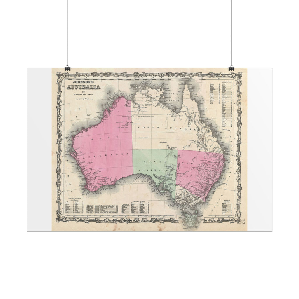 Australia Historic Map (c. 1862) Rolled Poster | Vintage Map Wall Art