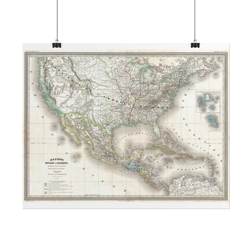 United States of America Historic Map (c. 1858) Rolled Poster | Vintage Map Wall Art