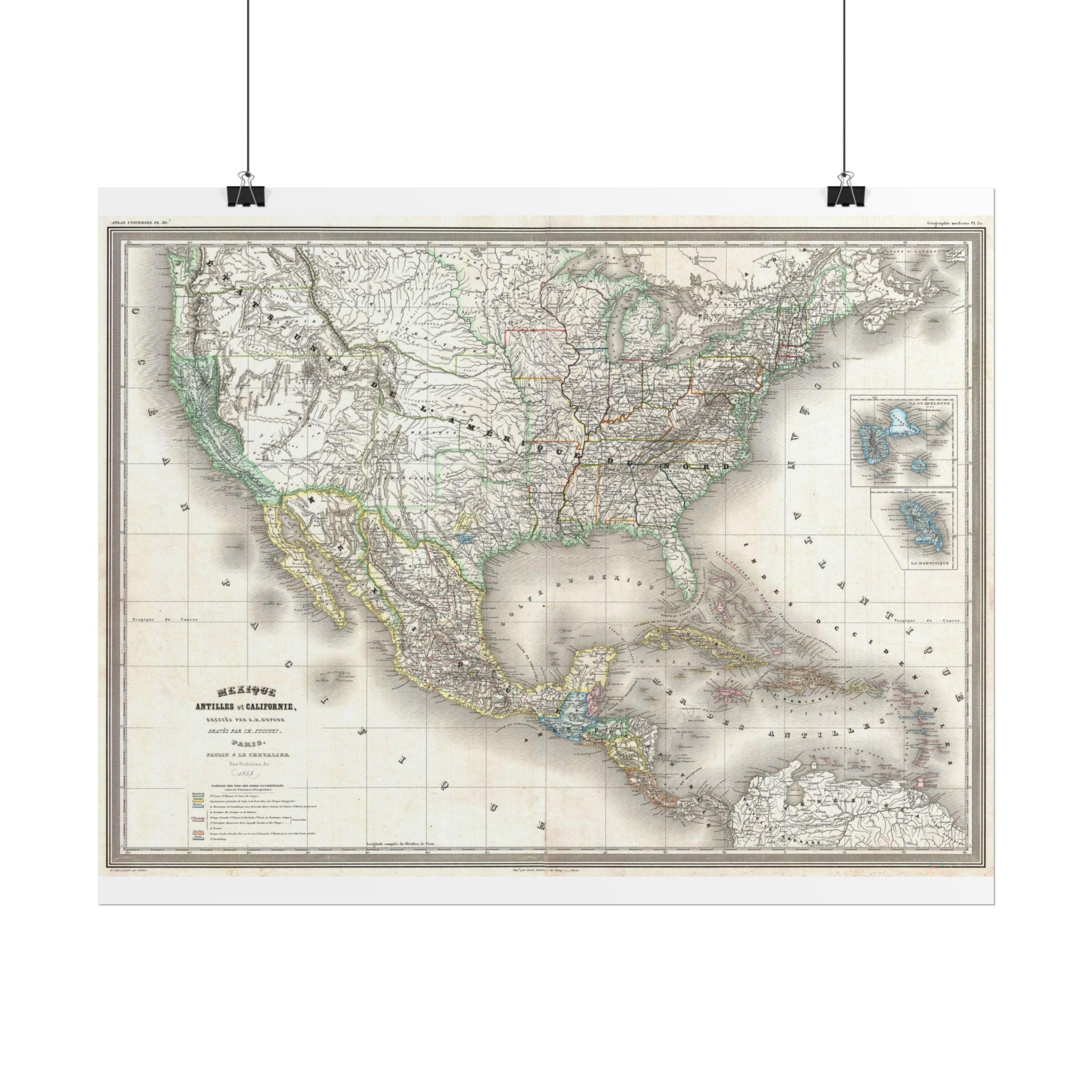 United States of America Historic Map (c. 1858) Rolled Poster | Vintage Map Wall Art