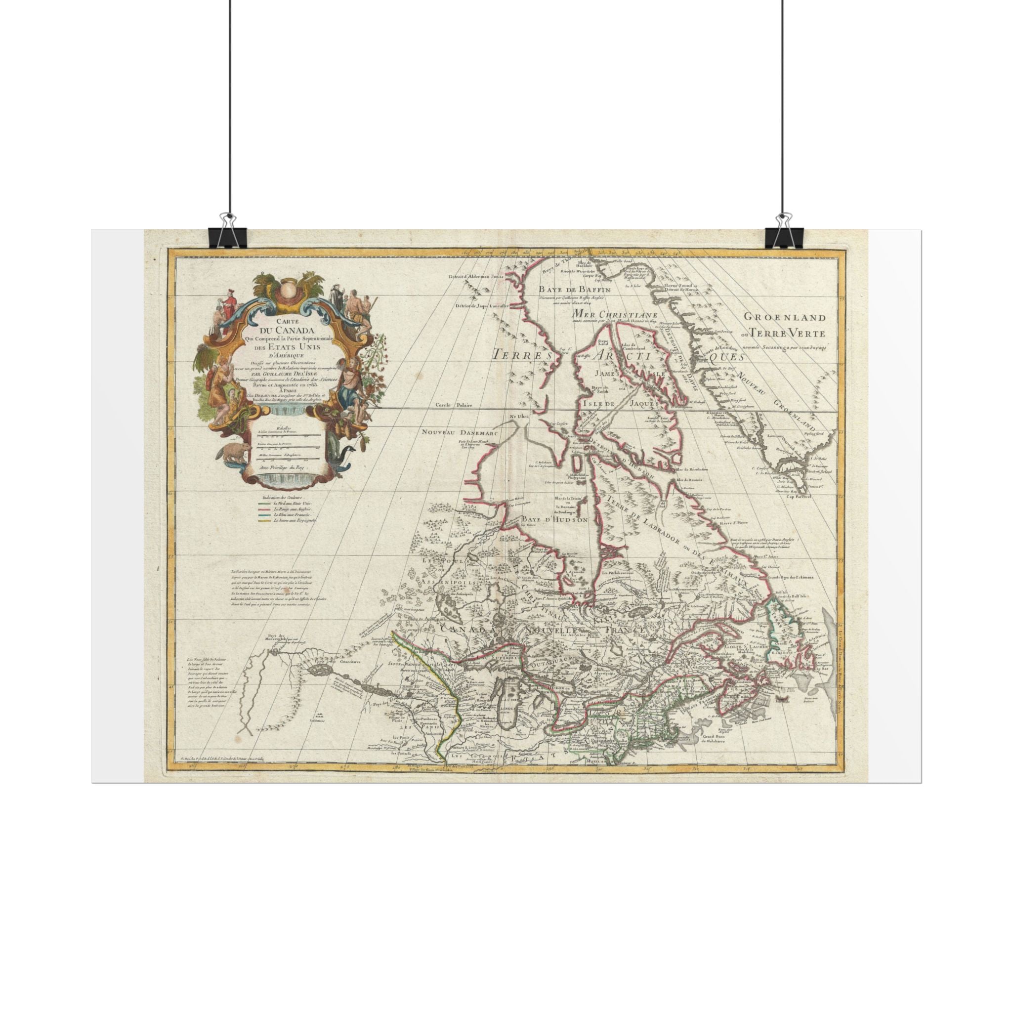 United States of America & Canada Historic Map (c. 1783) Rolled Poster | Vintage Map Wall Art