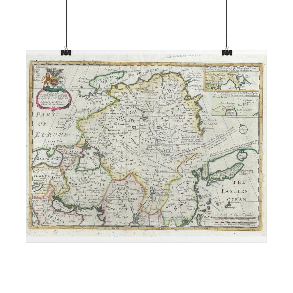 Tartary and China Historic Map (c.1712) Rolled Poster | Vintage Map Wall Art
