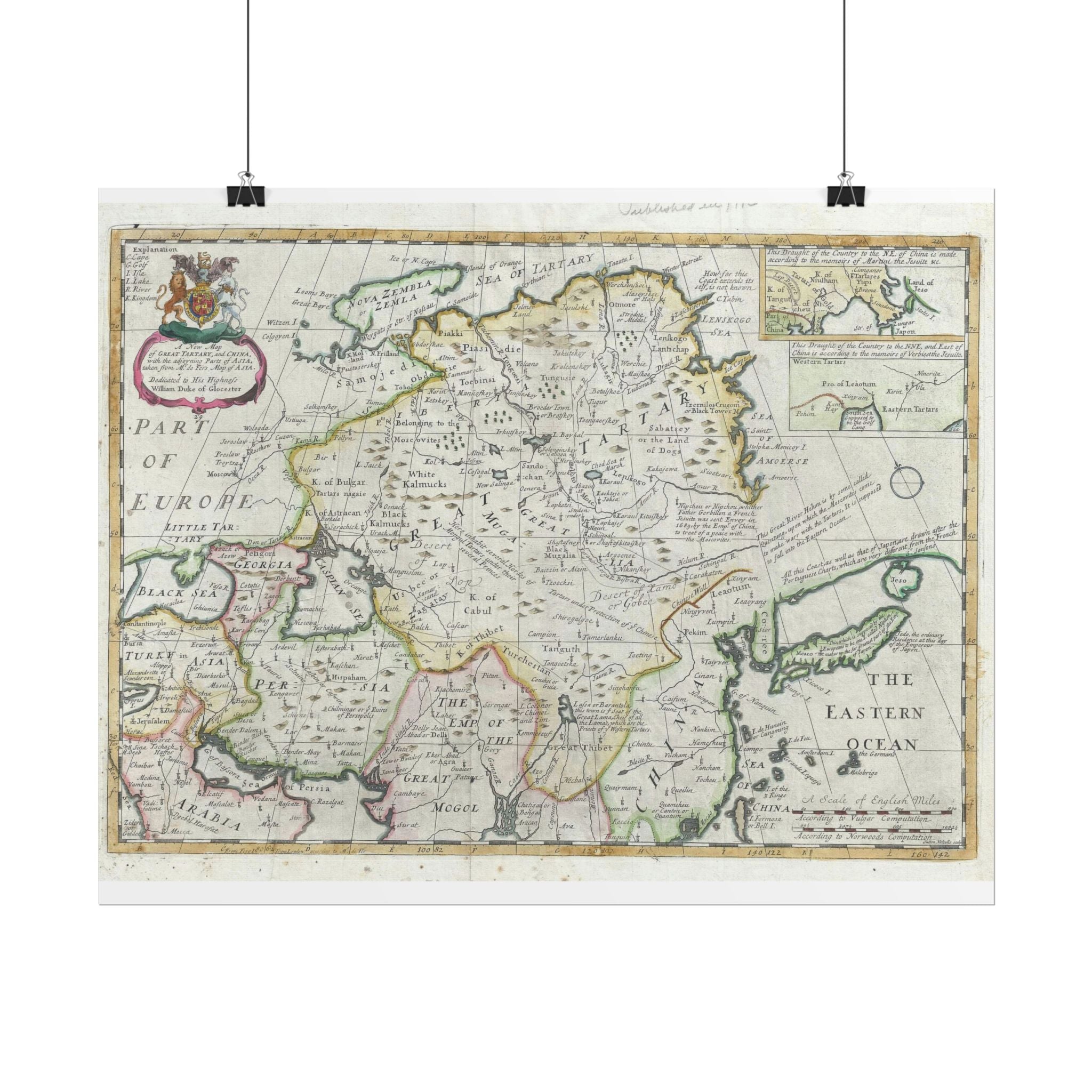 Tartary and China Historic Map (c.1712) Rolled Poster | Vintage Map Wall Art