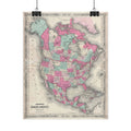 North America Antique Map (c. 1864) Rolled Poster | Vintage Style Wall Art