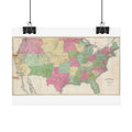 United States of America Historic Map (c. 1853) Rolled Poster | Vintage Map Wall Art