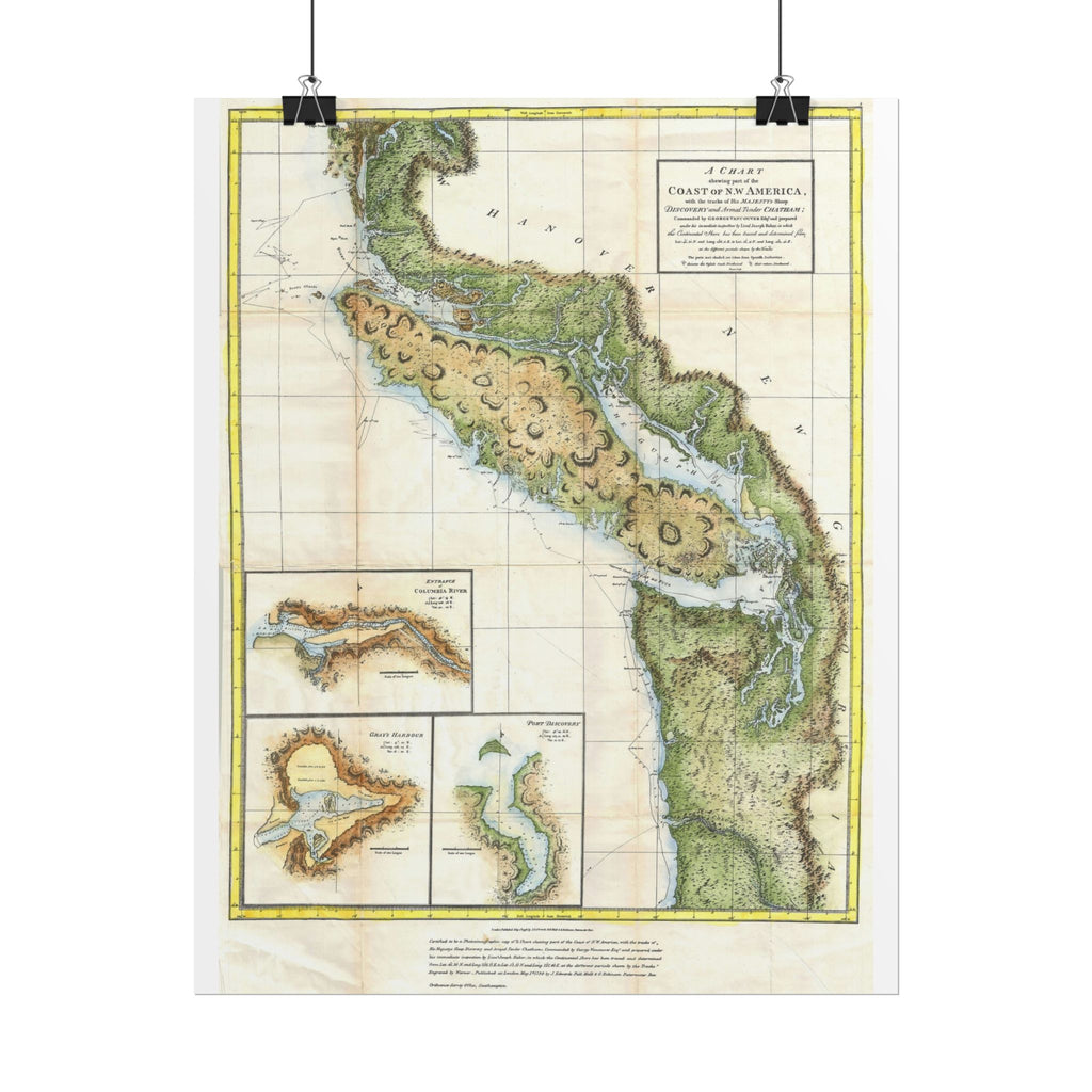 Vancouver, Canada Historic Map (c. 1798) Rolled Poster | Antique City Map Wall Art