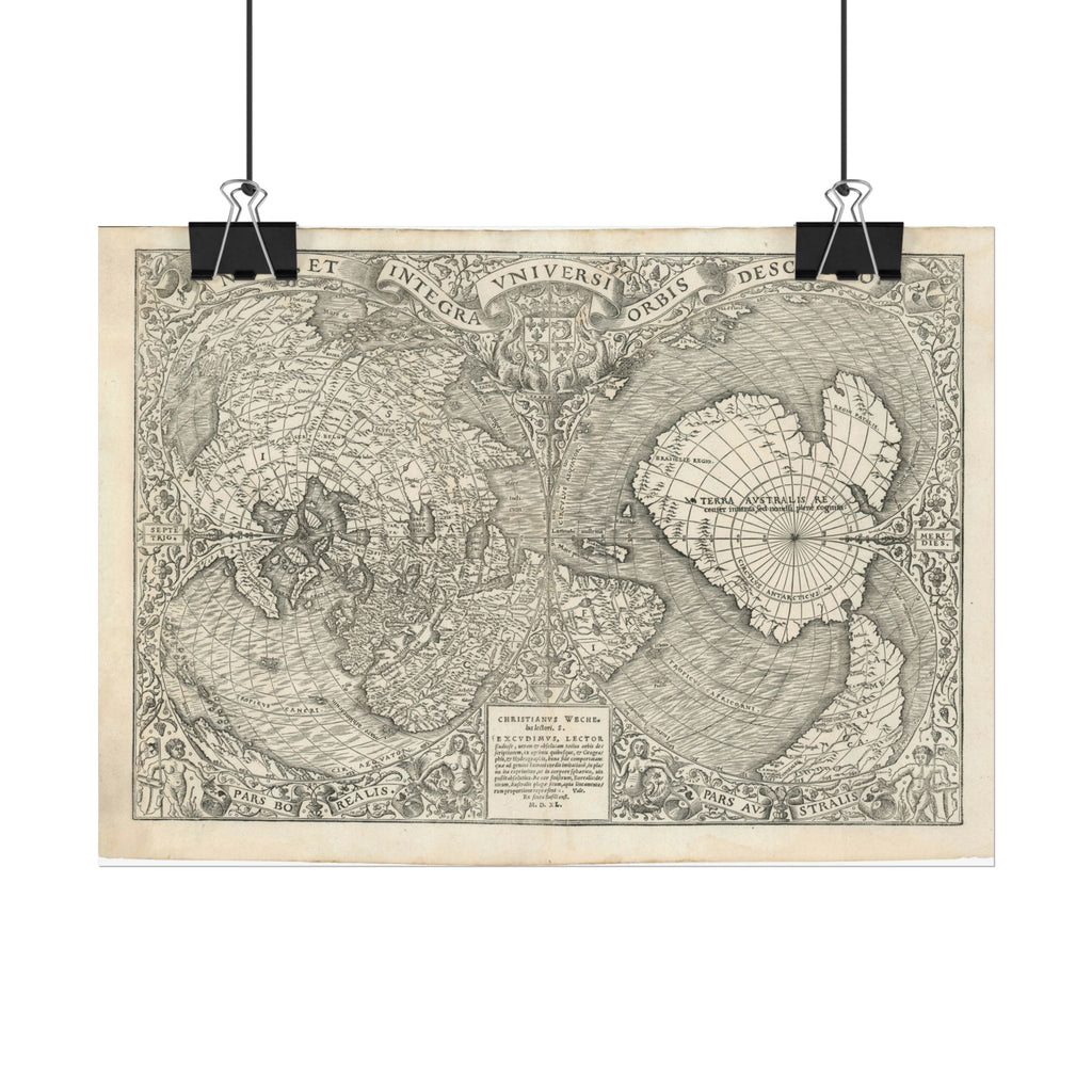 World Atlas Historic Map (c. 1540) Rolled Poster | Vintage Map Wall Art