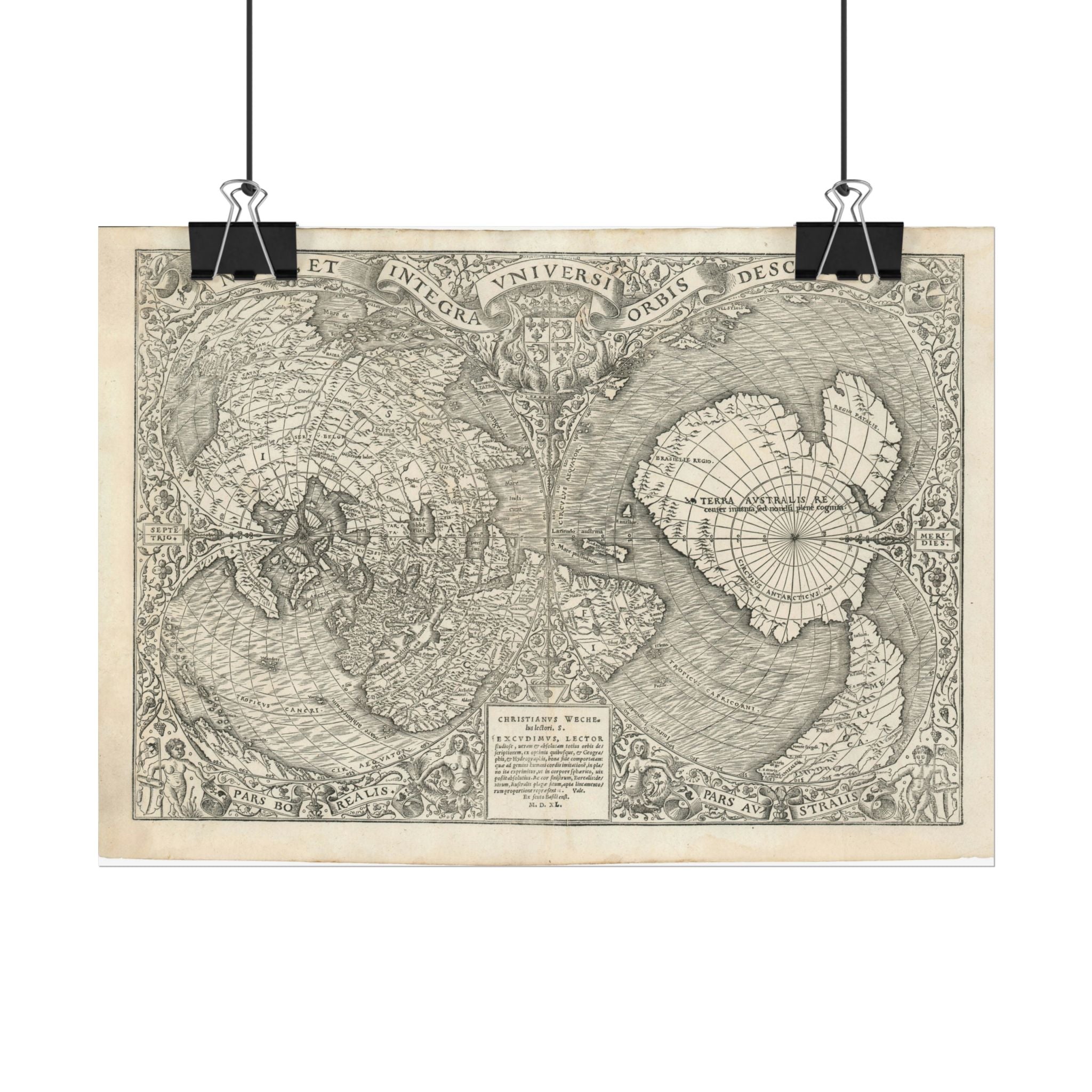 World Atlas Historic Map (c. 1540) Rolled Poster | Vintage Map Wall Art