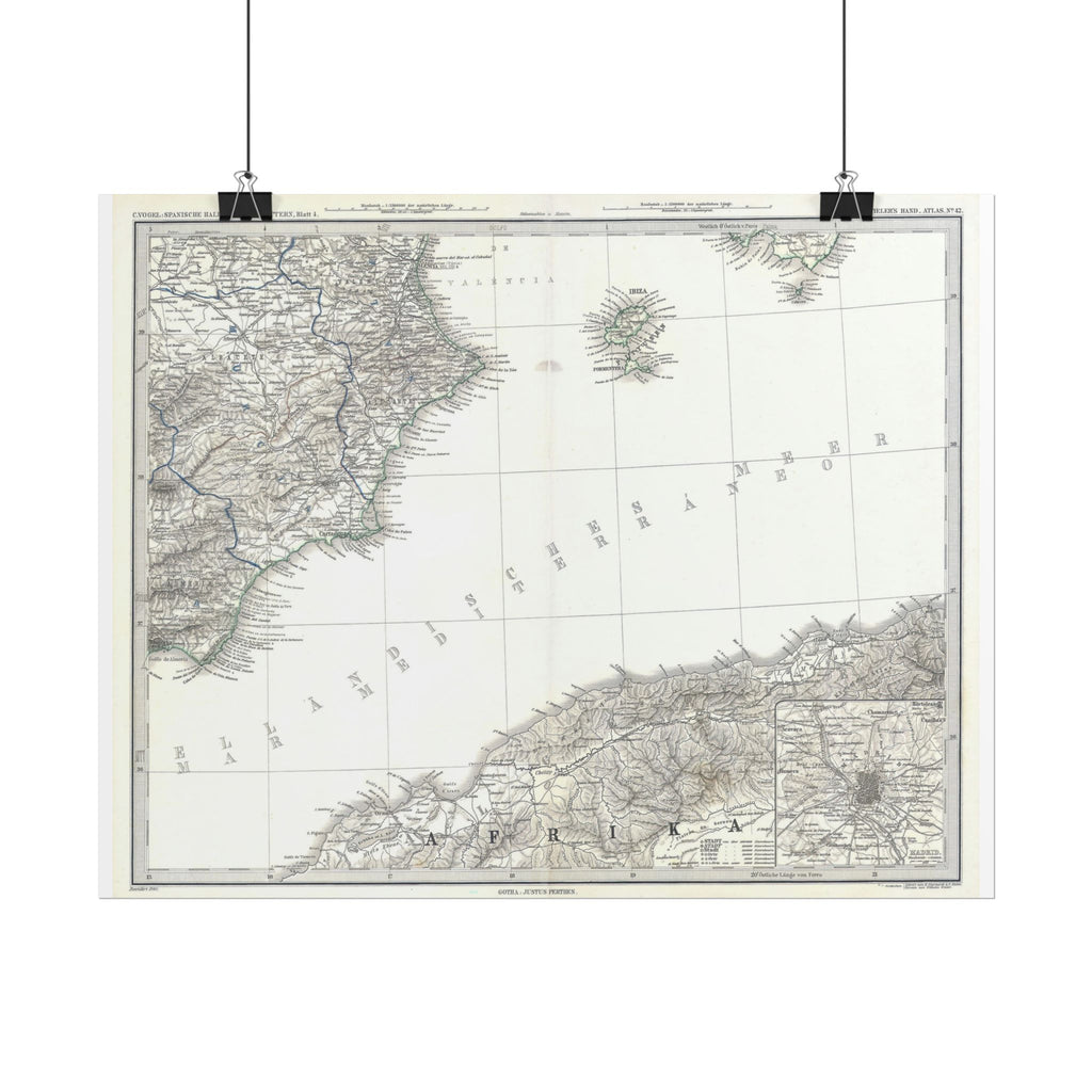 Ibiza, Spain Historic City Map (c. 1880) Rolled Poster | Vintage Map Wall Art